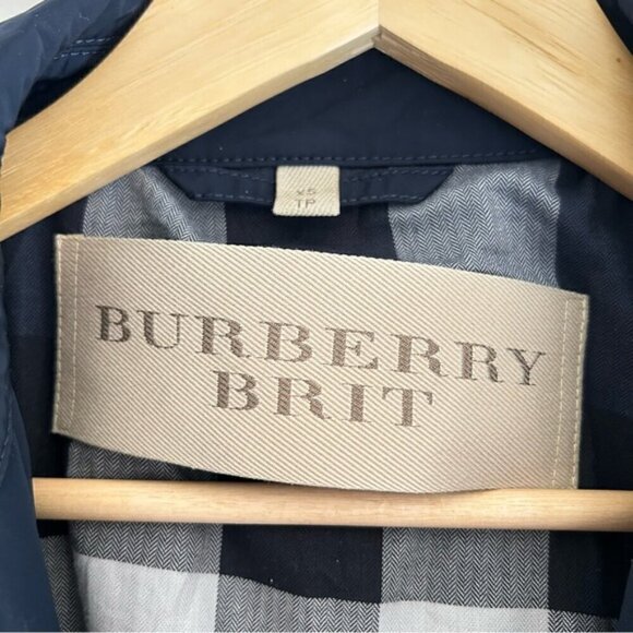 Burberry Brit Navy Hooded Short Trench Coat sz XS - Picture 2 of 9
